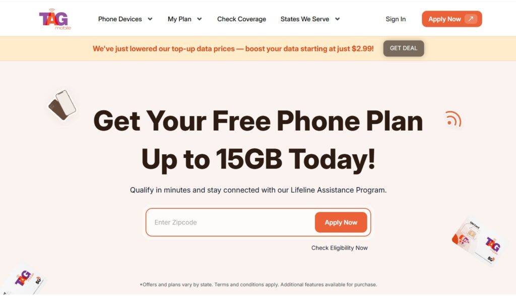 apply for tag mobile free phones