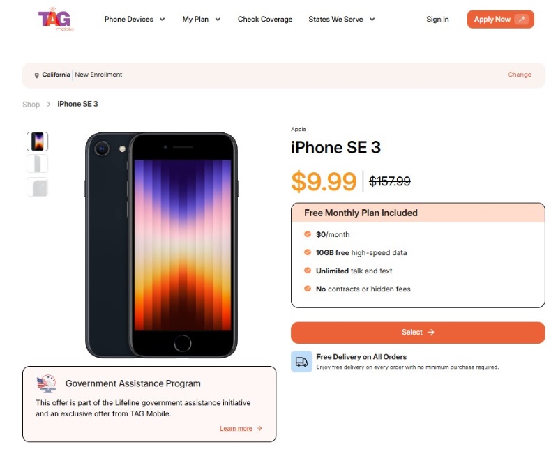 free iphone se government phone