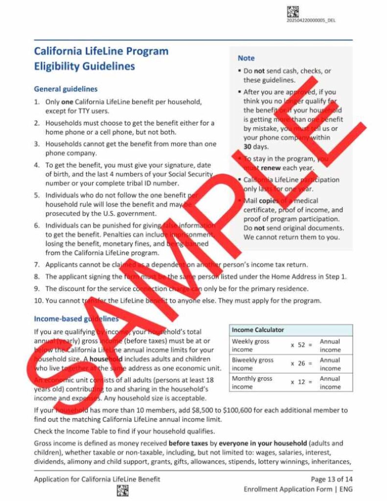 california lifeline application form pdf 2