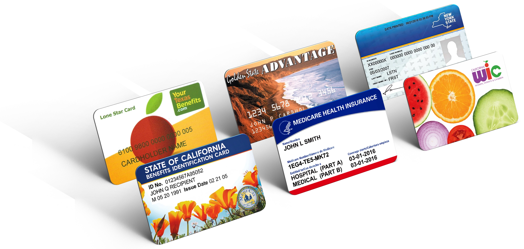 Qualifying benefit cards — SNAP/EBT, Medicaid, WIC, Medicare