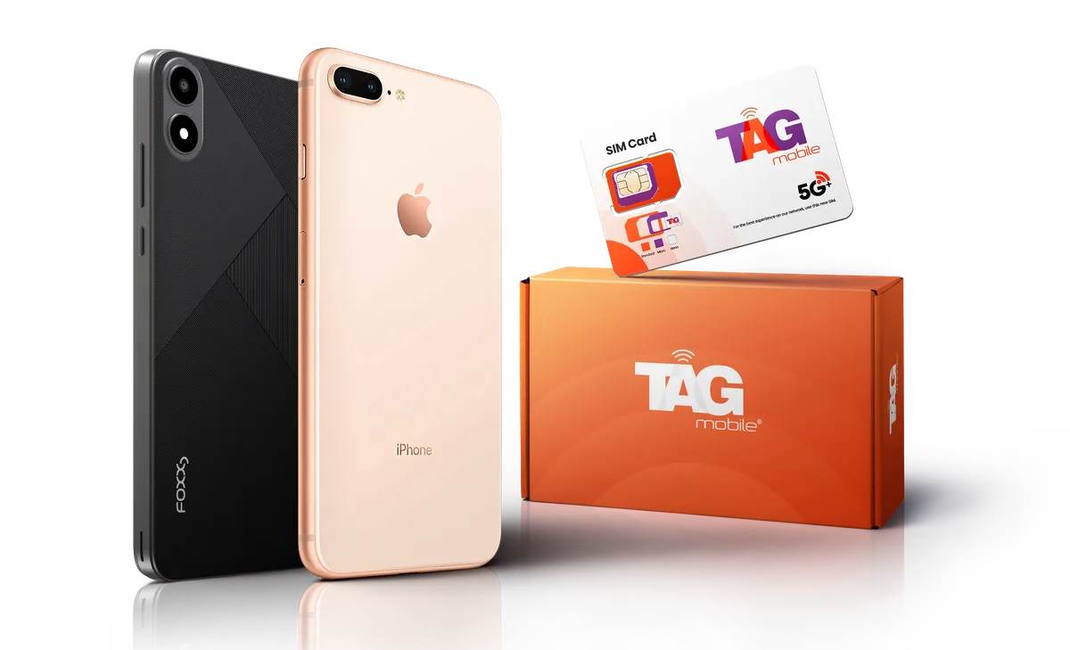 Free Samsung smartphone with TAG Mobile 5G SIM card and box